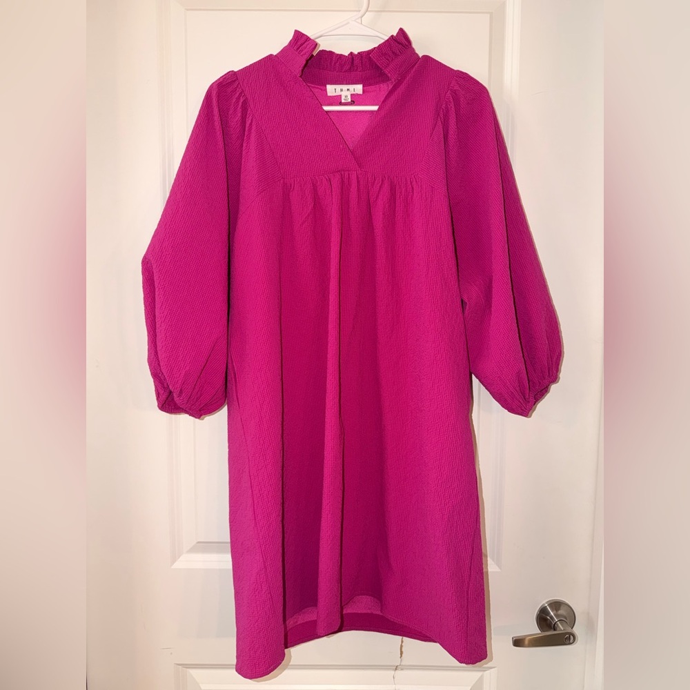 THML Fuchsia Ruffle Neck Dress
